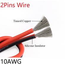 Silicone Rubber 2pins Wire 10AWG Extra Soft Insulated Double Core High Temperature Electric Cable Copper LED Lamp Line Black Red 2024 - buy cheap