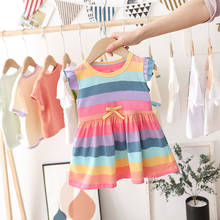 2020 new fashion Baby Girl Summer Cartoon back Wing Girls Rainbow Costume Casual Short Sleeve Dresses Home Wear 1 2 3 4 5 Year 2024 - buy cheap