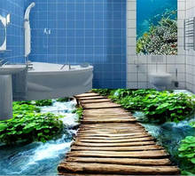 beibehang Customized high-definition self-adhesive mural beautiful bridge water creek river water bathroom 3D floor floor 2024 - buy cheap