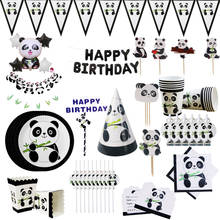 NEW Cartoon Panda Theme Birthday Party Decorations Kids Disposable Tableware Set Plate Napkins Cup Baby Shower Party Supplies 2024 - купить недорого