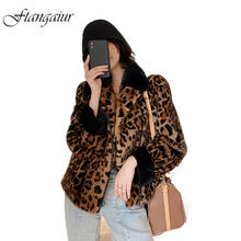 Ftangaiur 2021 Winter Import Velvet Mink Coat Turn-Down Collar Leopard Slim Mink Coat Women Short Real Natural Mink Fur Coats 2024 - buy cheap