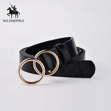 NO.ONEPAUL-Cinturón de diseñador de lujo para mujer, hebilla de pin de aleación de doble anillo con vestido femenino a la moda, cinturones para mujer, cinturón para estudiante 2024 - compra barato