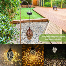 Luzes de suspensão solar água gotejamento em forma de oliva arte do metal lâmpada jardim à prova dwaterproof água led lanterna decorativa para quintal gramado pátio 2024 - compre barato