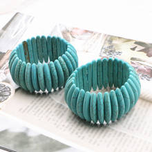 New Trendy Turquoises Beads Bracelet for Women Stone Bangle Charms Ethnic Jewelry Elastic Rope Boho Bracelets Jewellery B253 2024 - buy cheap