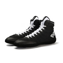 Sapatos profissionais de luta, tênis de borracha com sola de borracha respirável para combate, treinamento de boxe, sapatos brancos e pretos 2024 - compre barato