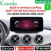 Krando 10.25 android android android 11 rádio do carro para mercedes benz b classe w246 2008-2020 reprodutor multimídia áudio gps sem fio carplay 6 + 128gb 2024 - compre barato
