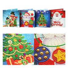 Gran oferta, tarjeta de pintura de diamantes Diy, Kits de bordado especial brillante, tarjetas de felicitación de Navidad, Santa Claus, regalos de Feliz Navidad 2024 - compra barato