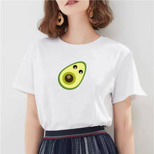 Camisa branca coreana camiseta engraçado abacate impressão de manga curta menina bonito camiseta casual moda o-pescoço camiseta kawaii roupas estéticas 2024 - compre barato