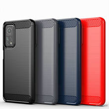 Capa anti-choque para xiaomi mi 10 t pro, capa de fibra de carbono escovado, proteção macia, case 2024 - compre barato