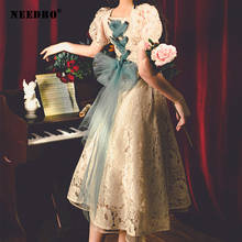 NEEDBO-Vestido largo informal de corte Retro para mujer, elegante, de encaje, Midi, para fiesta de boda 2024 - compra barato