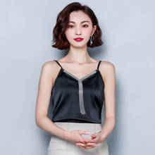 Korean Fashion Silk Women Camis Streetwear Sexy Tops Tassel Satin Halter Top Female Tank Tops White/Spaghetti Strap Top 2024 - buy cheap