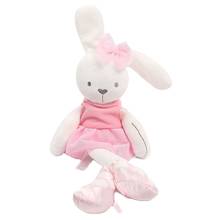 Conejo de peluche suave para niñas, juguetes con relleno de Animal, vestido rosa, conejito, almohada para cama de bebé, juguete de 40cm 2024 - compra barato