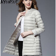 Ayunsua jaqueta longa feminina de outono inverno 2020, almofadada tipo pato, ultraleve, 5030 kj3075 2024 - compre barato