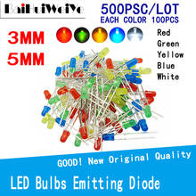 500PCS/LOT F3 F5 DIP LED Green Red Yellow Blue White Super Bright 5MM 3MM High Quality Bead Light Emitting Diode 2024 - buy cheap