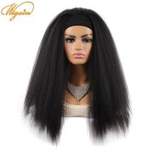 WIGSIN Synthetic Long Straight Afro Kinky Curly Fluffy Headband Wig 24Inch Yaki Black Wigs for Fashion Women 2024 - buy cheap