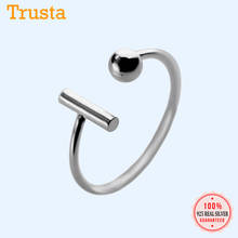 Trusta 100% 925 Sterling Silver Fashion Jewelry Stick and Ball Cocktail Ring Sizable 5 6 7 Girls Teens Gift Jewelry DS1275 2024 - buy cheap