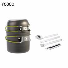 Outdoor Camping Cookware Set Portable Tableware Cooking Travel Pot Pan Picnic Cookware Fork Spoon Knife and Bottle Opener 2024 - buy cheap