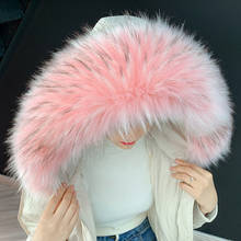 Detachable Faux Fur Collar Extra Large Warm Fake Fur Scarf Wrap Evening Cape For Winter Womens Coat Faux Fur Hood Ttrim Collar 2024 - buy cheap