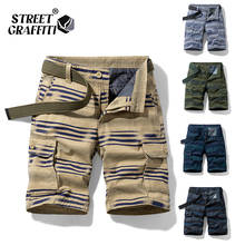 GRAFFITI Summer Men Cargo Shorts Cotton Striped Fit Print Men's Short 2021 New Spring Casual Pants Clothing Social Cargo Short 2024 - buy cheap