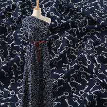 140 * 100cm Silk Crepe De Chine Shirt Dress Fabric 14 M / M 100 % Mulberry Silk Dark Blue Key Digital Printing Fabric 2024 - buy cheap