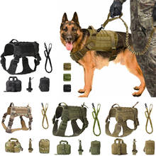 Adjustable Tactical Service Dog Vest Training Hunting Molle Nylon Water-resistan Military Patrol Dog Harness with Handle Hunting 2024 - купить недорого