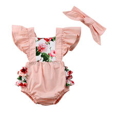 Ropa Vintage de flores para recién nacidos, peleles sin mangas, mono + diadema, novedad de verano 2024 - compra barato