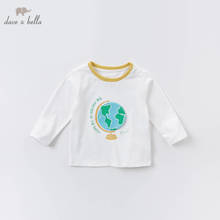 DBX14414 dave bella/Осенняя красивая футболка с рисунком для маленьких мальчиков; Детские топы для мальчиков; Модные детские футболки 2024 - купить недорого