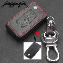 jingyuqin Genuine Leather Car Key Case Cover For Peugeot 206 207 208 306 307 308 407 408 RCZ,For Citroen C2 C3 C4 C5 Quatre 2024 - buy cheap