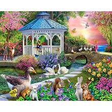 GATYZTORY Cross Stitch Embroidery Garden Cotton Thread Painting DIY Needlework Kits Landscape Home Decoration 2024 - buy cheap