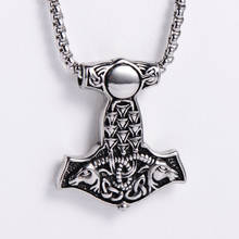 Hot Sell Norse Thor Hammer Stainless Steel Mjolnir Viking Amulet Hammer Scandinavian Pendant Necklaces Norse Men' Jewelry 2024 - buy cheap