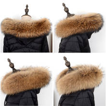 100% casaco de inverno com gola de pele natural real guaxinim pele cachecol jaqueta de inverno para as mulheres quente genuíno cachecol casaco de pele gola 2024 - compre barato