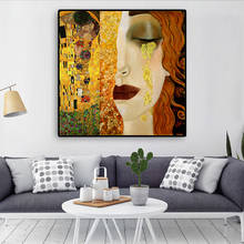 Gustav Klimt Classical Golden Tears and Kiss Canvas Painting Posters and Prints Wall Art Pictures for Living Room Home Decor 2024 - buy cheap