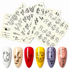 1 лист воды наклейки для ногтей s Черный мультфильм животное Фламинго лиса полые дизайны слайдеры наклейки для ногтей DIY маникюр наклейки для ногтей 2024 - купить недорого
