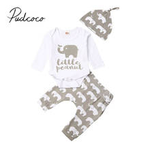 2019 Baby Spring Autumn Clothing Newborn Infant Baby Girl Boy Clothes Long Sleeve Romper Elephant Pants Hat 3Pcs Set Outfits 2024 - buy cheap