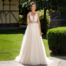 Lakshmigown Bohemian Lace Wedding Dress 2021 Elegant V-neck Soft Tulle Beach Boho Bridal Gowns Custom Made vestido de novia 2024 - buy cheap