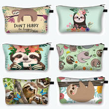 Cute Animal Sloth Print Cosmetic Bag Women Make up Bags Ladies Cosmetic Case Girls Storage Organizers Bags for Travel 2024 - buy cheap