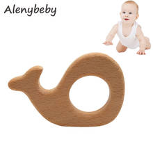 Beech Wooden Whale Natural Handmade Wooden Teether DIY Wood Personalized Pendent Eco-Friendly Safe Baby Teether Toys 2024 - buy cheap