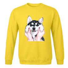 Cute Funny hoodies Fahsion crew neck tracksuit Cartoon Husky Print 2020 New Mens spring autumn Sportswear solid color Sweatshirt 2024 - buy cheap