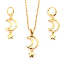 Африка Дубай золотое ожерелье серьги в комплекте; Женские вечерние подарок «Луна», «Звезды» Ювелирные наборы Свадебные вечерние подарок DIY подвески для девочек ювелирные изделия 2024 - купить недорого