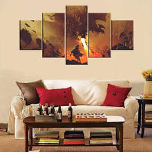 Arte de pared de 5 piezas, impresiones de Anime Manga, figura de dragón de fuego, carteles e imágenes, del hogar para decoración moderna sala de estar, pinturas 2024 - compra barato