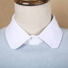 Blusa de gola falsa feminina estilo coreano, blusa de mulheres para outono, elegante, chiffon branco, vintage, meia camisa destacável 2024 - compre barato