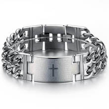 Bíblia espanhola senhor oração cruz pulseira para homem menino aço inoxidável relógio pulseiras pulseira cristã masculino jóias 2024 - compre barato