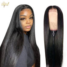 Peluca de cabello humano liso para mujeres negras, postizo de encaje Frontal 13x4, transparente, prearrancado, Remy 2024 - compra barato