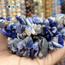 Miçanga redonda espaçadora para fazer joias, natural irregular azul sodalite pedra solta acessórios de pulseira atacado 15'' 2024 - compre barato