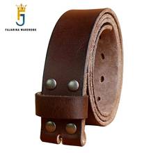 Fajarin-Cinturón de piel auténtica de vaca para hombre, de alta calidad, liso y estilo Pin, 3,8 cm de ancho, sin hebillas, N17FJ773 2024 - compra barato