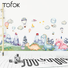 Tofok-pegatina de pared para decoración de sala de estar, calcomanías para Mural de fondo de TV, acuarela, nieve, montaña, dinosaurio, nubes, bricolaje 2024 - compra barato