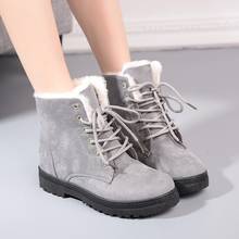 2020 Square heels flock Boots Woman shoes lace-up warm  Winter shoes fur plush Insole women Snow Boots 2024 - buy cheap