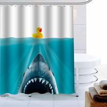Tubarão animal cortina de chuveiro 12 gancho poliéster tecido impressão 3d banheiro cortina à prova dmilágua mofo banho cortina decoração 2024 - compre barato