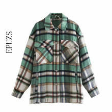 women winter coat Fashion green Plaid jacket women casual coats Streetwear thick Oversized  jacket female outwear 2024 - buy cheap