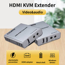 60m usb kvm hdmi extender por cat5e cat6 rj45 ethernet cabo transmissor receptor áudio conversor de vídeo computador portátil para tv monitor 2024 - compre barato